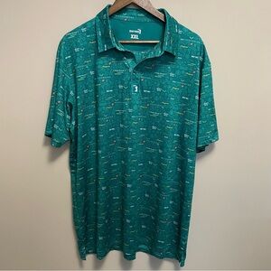 Bogey Bros Men’s XXL Augusta Green Polo Golf Shirt Retired Print